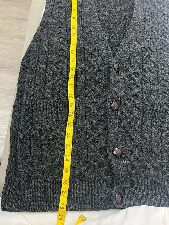 Carraig Donn Dark Gray Sleeveless Button Down Wool Cardigan Sweater Vest Size XL - Picture 10 of 10